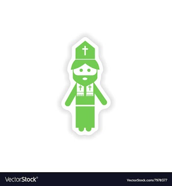 Paper sticker on white background Christian priest vector image