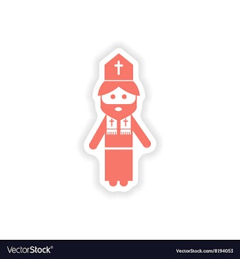 Paper sticker on white background Christian priest vector image