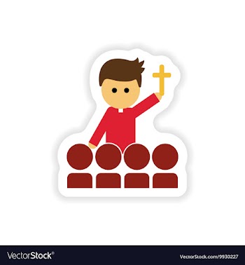 Paper sticker on white background Christian priest vector image