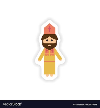 Paper sticker on white background Christian priest vector image