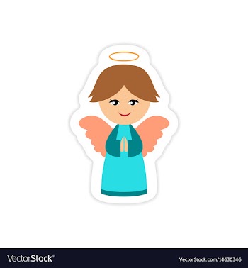 Paper sticker on white background christmas angel vector image