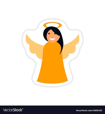 Paper sticker on white background christmas angel vector image