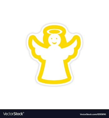 Paper sticker on white background Christmas angel vector image