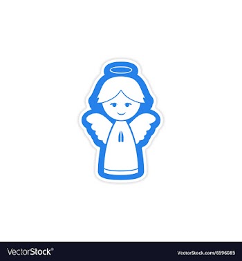 Paper sticker on white background Christmas angel vector image