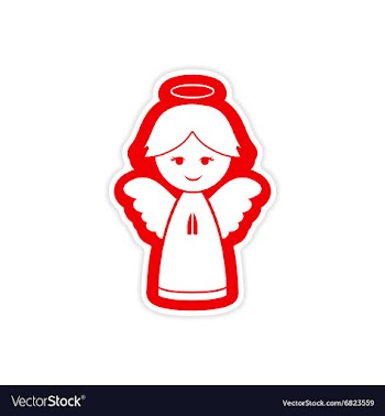 Paper sticker on white background Christmas angel vector image
