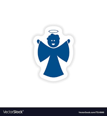 Paper sticker on white background Christmas angel vector image