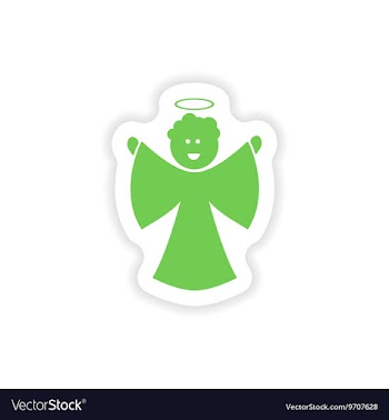 Paper sticker on white background Christmas angel vector image