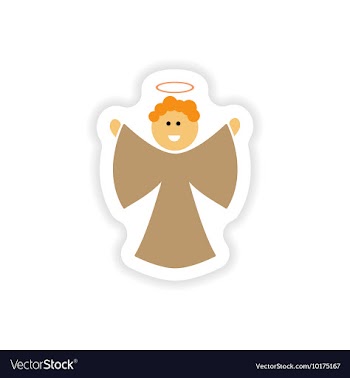 Paper sticker on white background Christmas Angels vector image