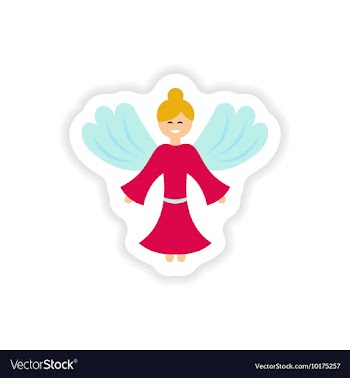 Paper sticker on white background Christmas Angels vector image