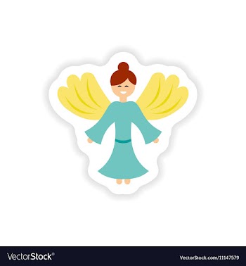 Paper sticker on white background Christmas Angels vector image