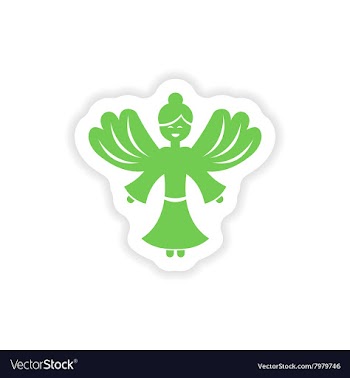 Paper sticker on white background Christmas Angels vector image