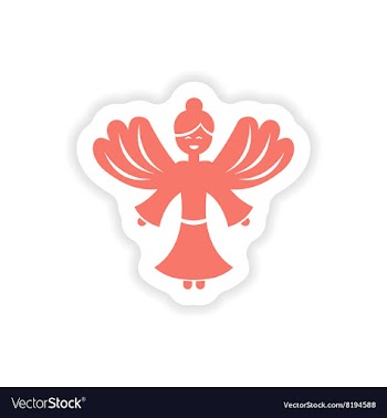 Paper sticker on white background Christmas Angels vector image