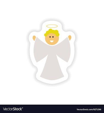 Paper sticker on white background Christmas Angels vector image