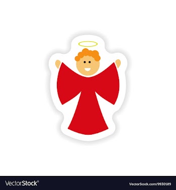 Paper sticker on white background Christmas Angels vector image