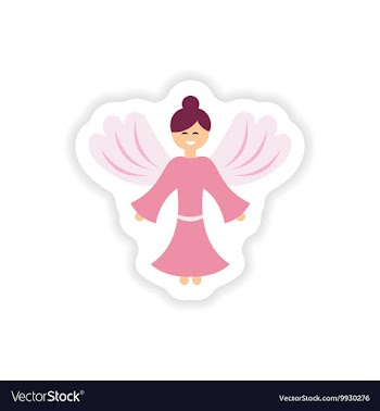 Paper sticker on white background Christmas Angels vector image