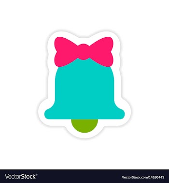 Paper sticker on white background christmas bell vector image