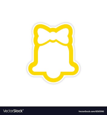 Paper sticker on white background Christmas bell vector image
