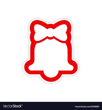 Paper sticker on white background Christmas bell vector image