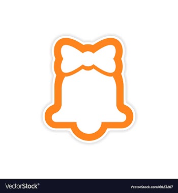 Paper sticker on white background Christmas bell vector image