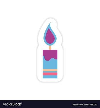 Paper sticker on white background christmas candle vector image