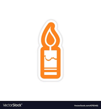 Paper sticker on white background Christmas candle vector image
