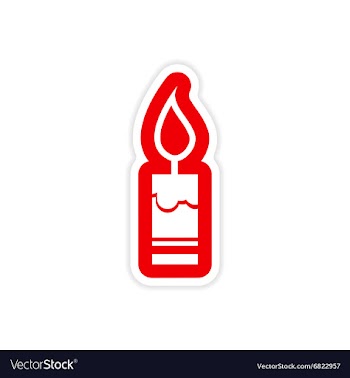 Paper sticker on white background Christmas candle vector image