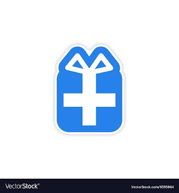 Paper sticker on white background Christmas gift vector image