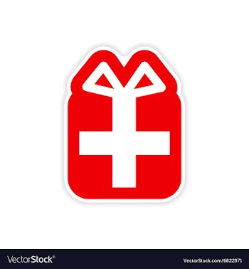 Paper sticker on white background Christmas gift vector image