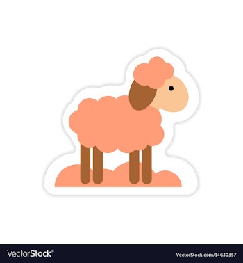 Paper sticker on white background christmas lamb vector image