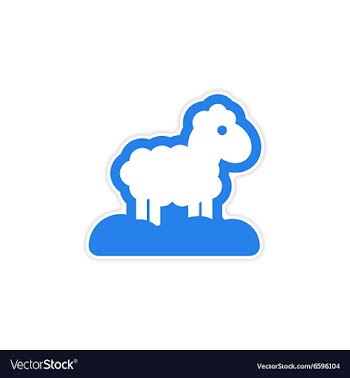Paper sticker on white background Christmas lamb vector image
