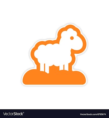 Paper sticker on white background Christmas lamb vector image