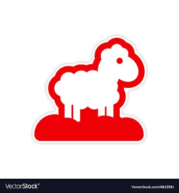 Paper sticker on white background Christmas lamb vector image