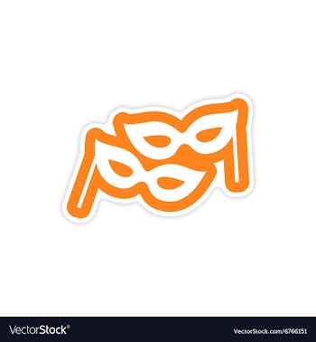 Paper sticker on white background Christmas mask vector image