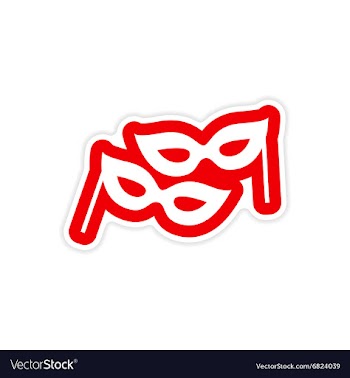 Paper sticker on white background Christmas mask vector image
