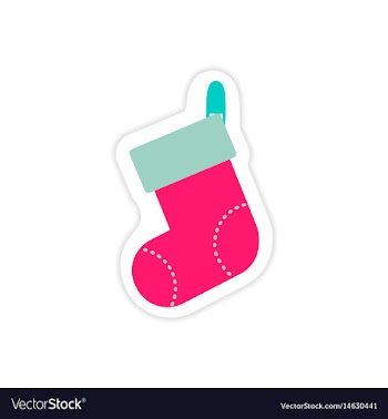 Paper sticker on white background christmas sock vector image