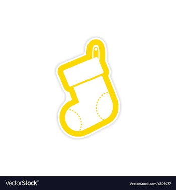 Paper sticker on white background Christmas sock vector image