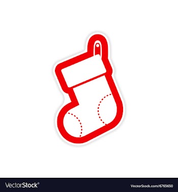 Paper sticker on white background Christmas sock vector image