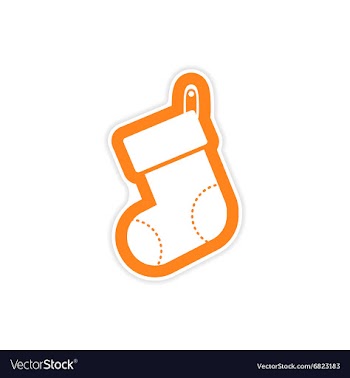 Paper sticker on white background Christmas sock vector image