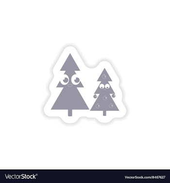Paper sticker on white background Christmas Trees vector image