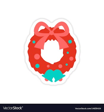 Paper sticker on white background christmas wreath vector image