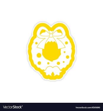 Paper sticker on white background Christmas wreath vector image