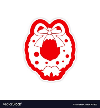 Paper sticker on white background Christmas wreath vector image
