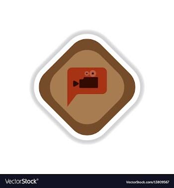 Paper sticker on white background cinema camera vector image