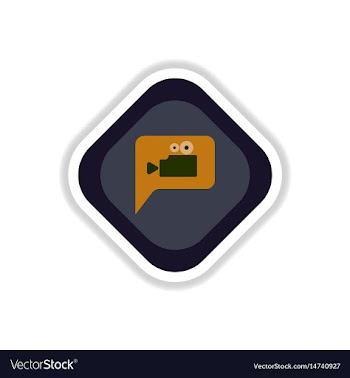 Paper sticker on white background cinema camera vector image