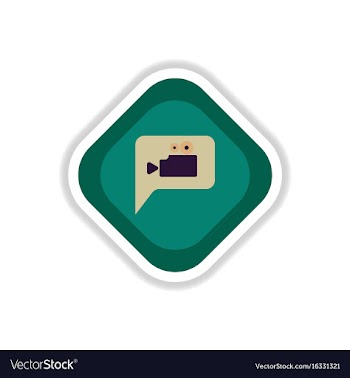 Paper sticker on white background cinema camera vector image
