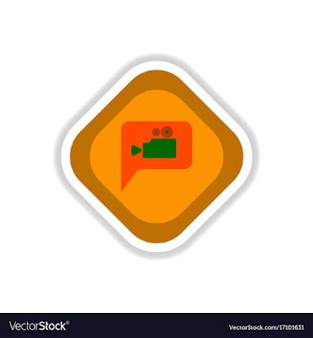 Paper sticker on white background cinema camera vector image