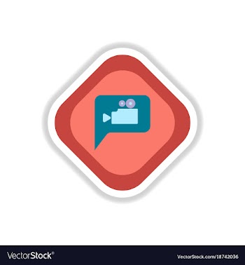 Paper sticker on white background cinema camera vector image