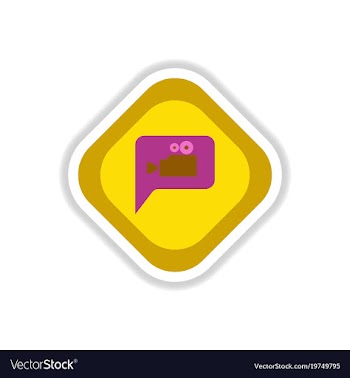 Paper sticker on white background cinema camera vector image