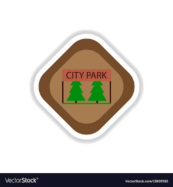 Paper sticker on white background city park vector image