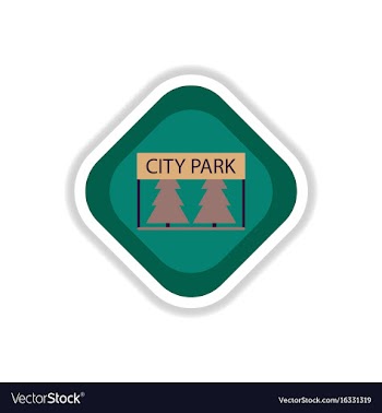 Paper sticker on white background city park vector image
